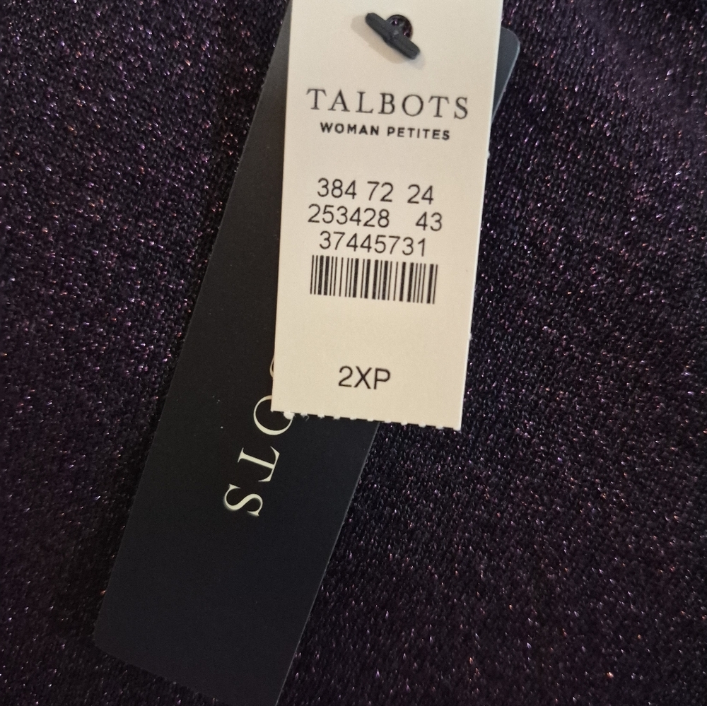 Talbots Metallic Rhinestone Button Up Cardigan Shimmer Purple Women’s Size 2XP - Picture 4 of 4